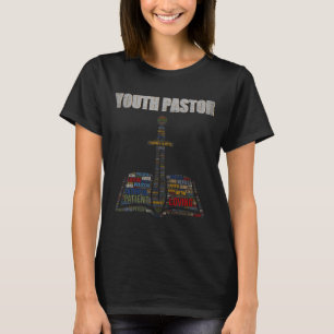 Camiseta Nuvem de palavras do ministro cristão Pastor jovem
