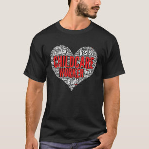 Camiseta Nuvem de Palavras em Forma de Coração do Trabalhad