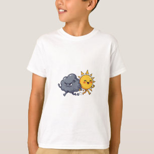 Camiseta Nuvem de Tempestade Irritada Perseguindo Crianças 