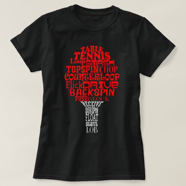 Camiseta nuvem de tênis de mesa de de de (Frente do Design)