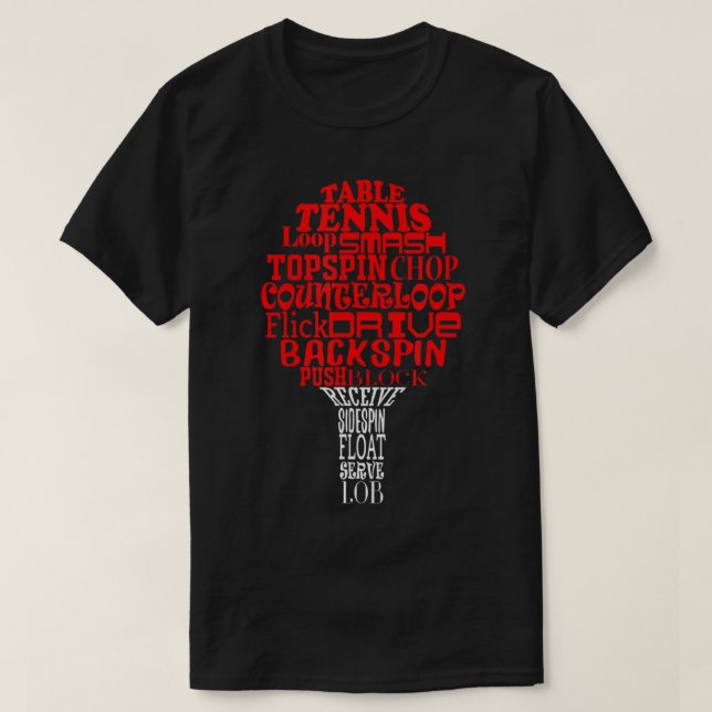 Camiseta nuvem de tênis de mesa de de de (Frente do Design)