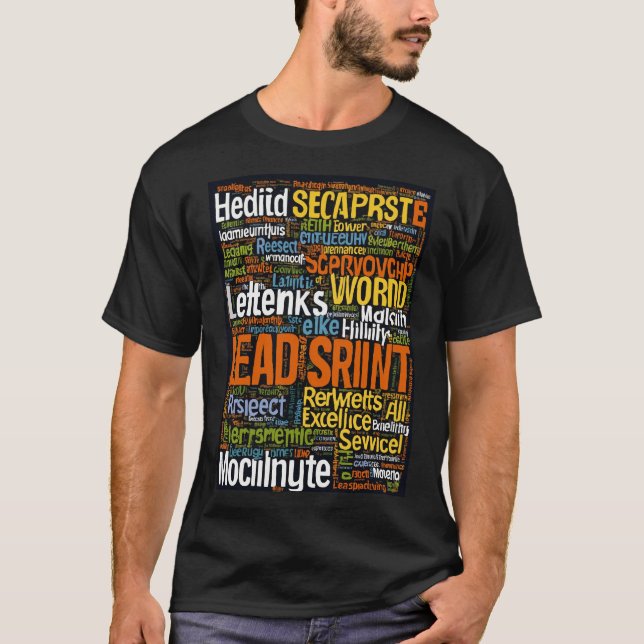 Camiseta Nuvem do Word usando multicores (Frente)