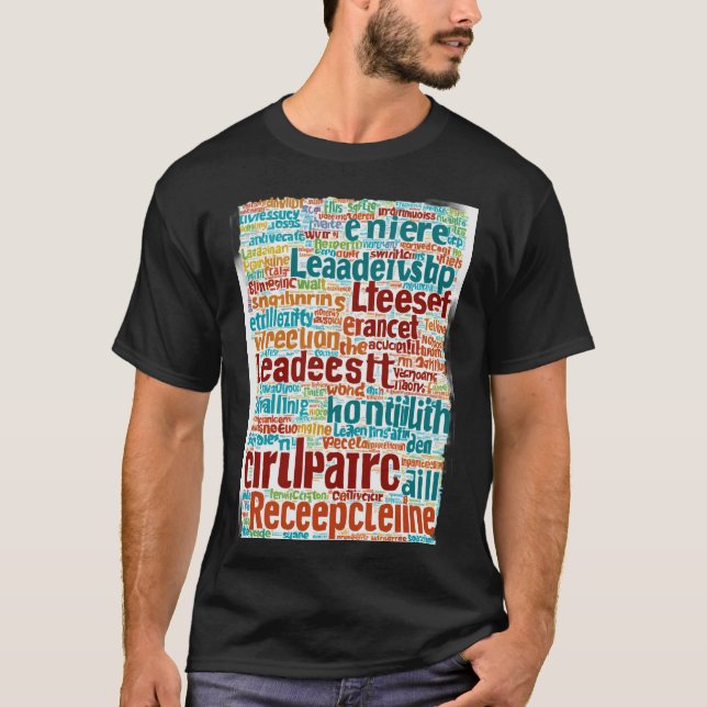 Camiseta Nuvem do Word usando multicores (Frente)