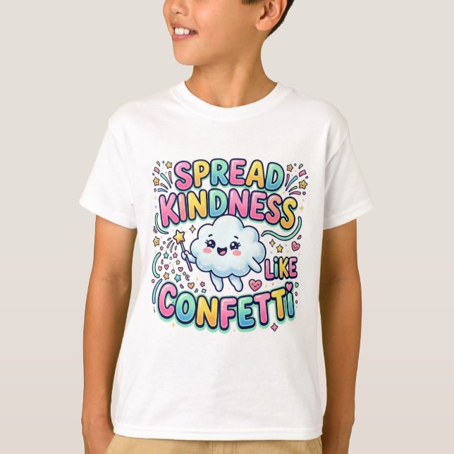 Camiseta Nuvem Fofa 'Espalhe Bondade Como Confete' (Frente)