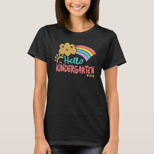 Camiseta Nuvem Fofo Arco-íris Olá Professor de Jardim de In