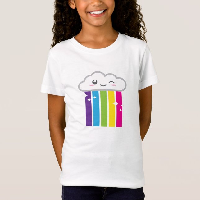 Camiseta Nuvem Kawaii e Arco-Íris (Frente)