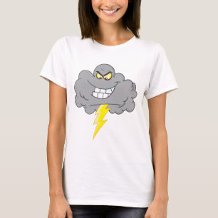 Camiseta Nuvem preta dos desenhos animados com relâmpago