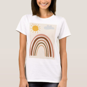 Camiseta Nuvem Sol Arco-íris, Desenho Infantil, Arte Abstra