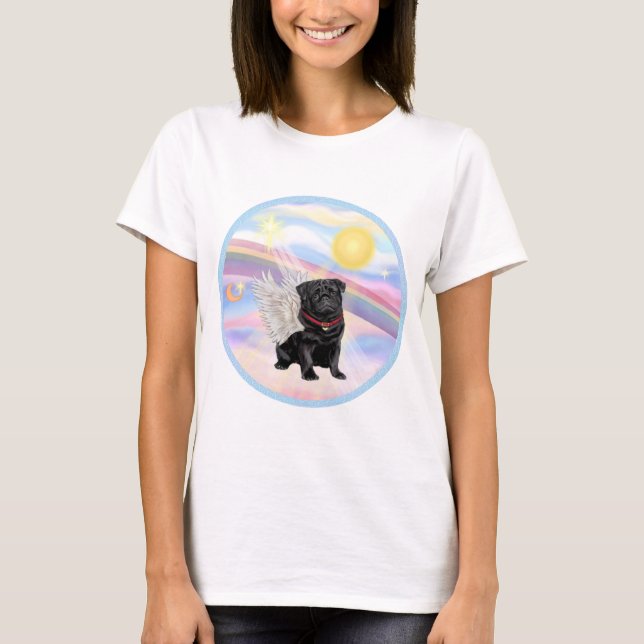 Camiseta Nuvens - Anjo Pug Preto (Frente)