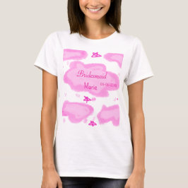 Camiseta nuvens cor-de-rosa estrelas pastel bridesmaid mode