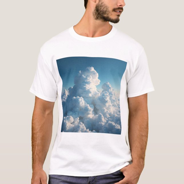 Camiseta Nuvens cores azuis brancas (Frente)