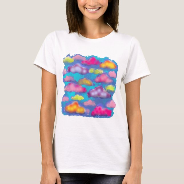 Camiseta Nuvens de Algodão Doce Gráfico (Frente)