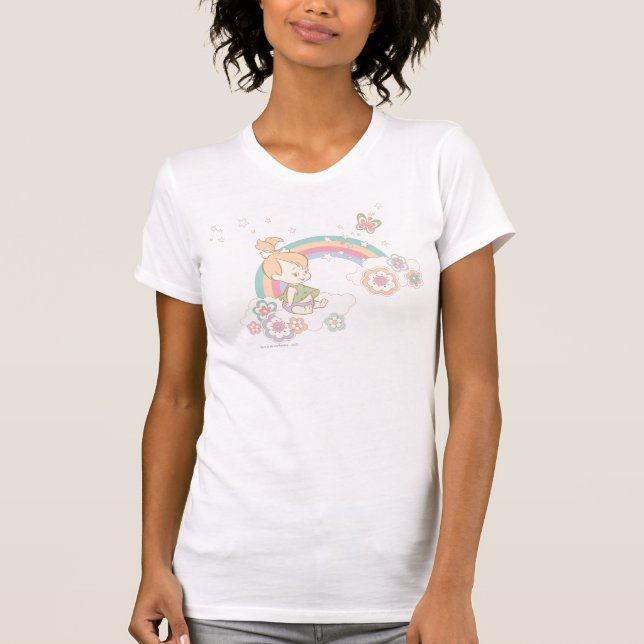 Camiseta Nuvens de arco-íris e flores PEBBLES™ (Frente)