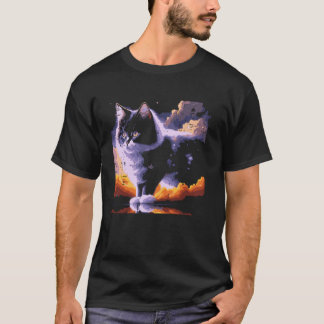 Camiseta Nuvens de Gato Fofinho Pintura Arte de Gatinho Fof