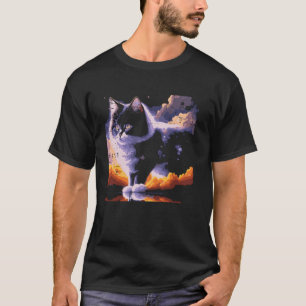 Camiseta Nuvens de Gato Fofinho Pintura Arte de Gatinho Fof