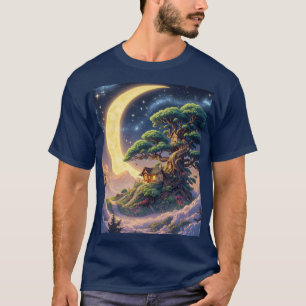 Camiseta Nuvens de Lua de Árvore Fantasy
