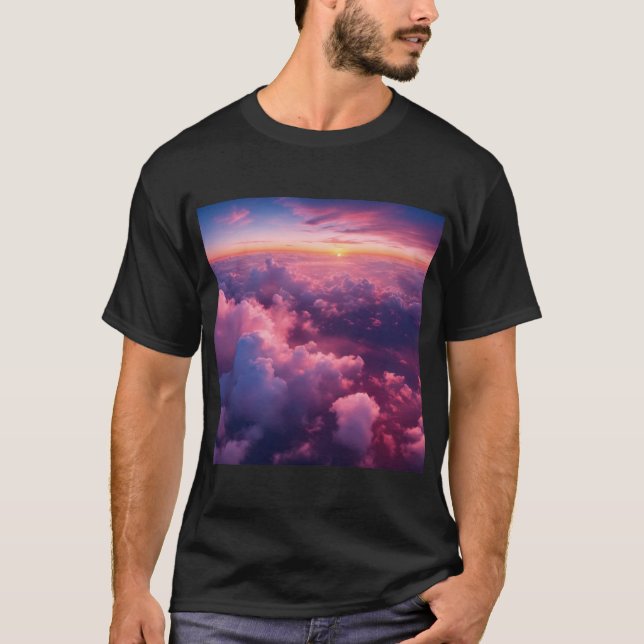 Camiseta Nuvens rosa e bela vista (Frente)