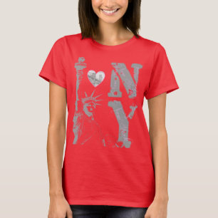 Camiseta NY New York, skyline, liberdade para mulheres e
