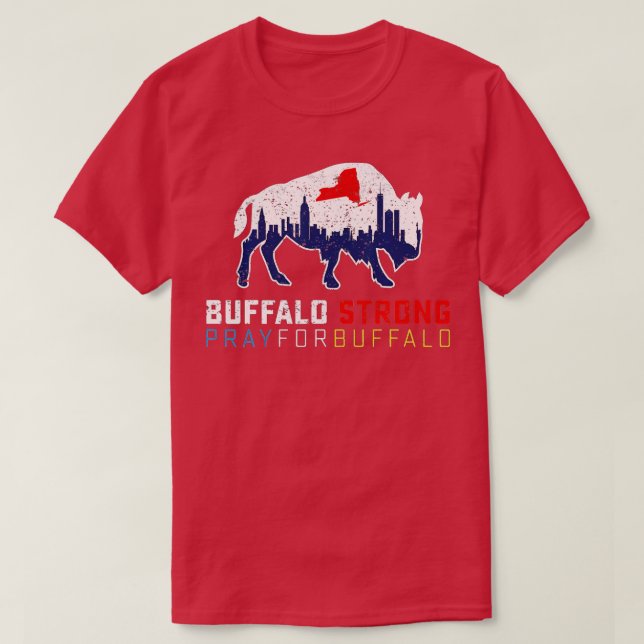 Camiseta NY Skyline Flag Buffalo Forte Reze Para Buffalo (Frente do Design)