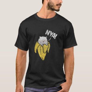 Camiseta Nya Cat Banana Divertido Gatinho Pet Kawaii Vintag
