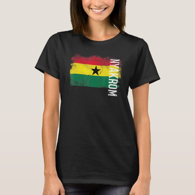 Camiseta Nyakrom Gana Bandeira Para Homens Gana Mulheres Cr (Frente)