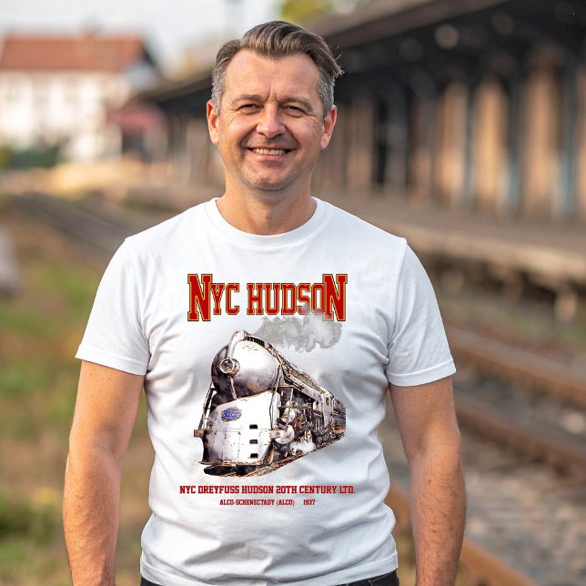 Camiseta NYC Dreyfuss Hudson Loco. 20th Century Limited (NYC Dreyfuss Hudson Locomotive. 20th Century Limited. Mens Basic T-Shirt)