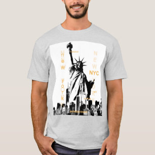 Camiseta Nyc Liberty Statue New York Mens Ash Trendy
