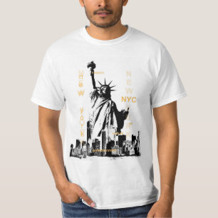 Camiseta Nyc New York Brooklyn Bridge Liberty Statens Mens