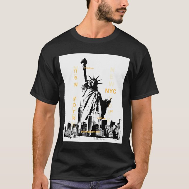 Camiseta Nyc New York Brooklyn Bridge Liberty Statue Mens _ (Frente)