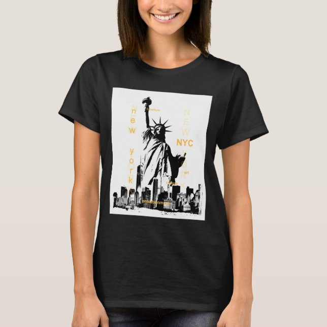Camiseta Nyc New York Brooklyn Bridge Liberty Statue Mens _ (Frente)