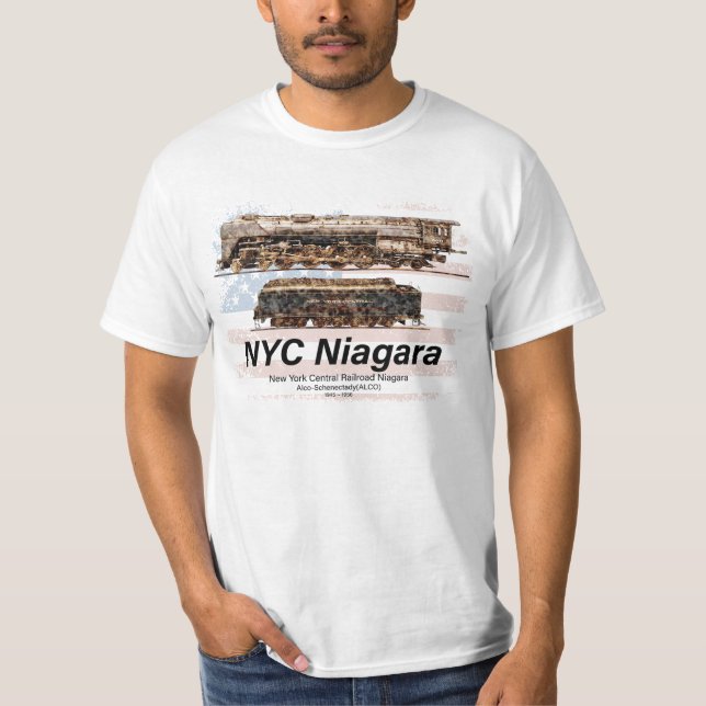 Camiseta NYC Niagara Steam Locomotive Profile American flag (Frente)