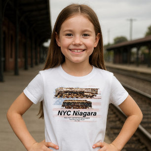 Camiseta NYC Niagara Steam Locomotive Profile American flag
