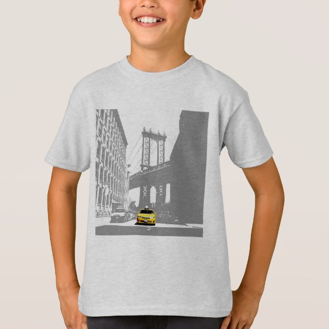 Camiseta Nyc Nova Iorque Brooklyn Bridge Yellow Taxi Kids (Frente)