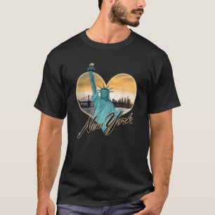 Camiseta NYC Nova Iorque Skyline Souvenir Estátua de Liber