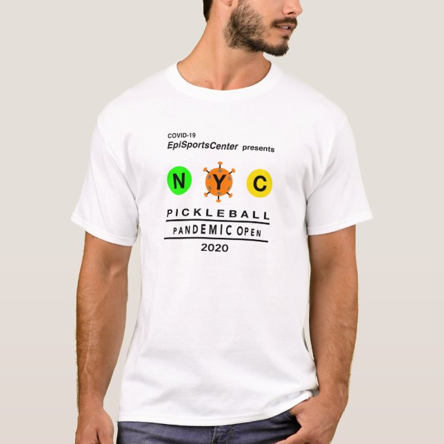 Camiseta NYC Pickleball Pandemic-on Roupas claras (Frente)
