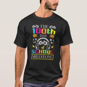 Camiseta O 100º Dia Do Jogador De Jogo Da Etapa Da Escola