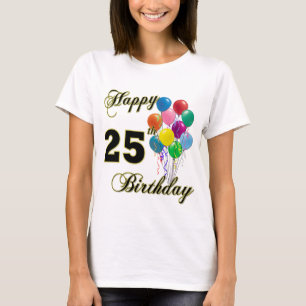 Camiseta O 25o aniversário feliz Balloons o t-shirt