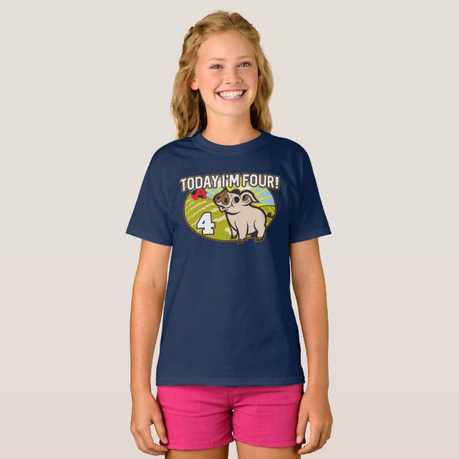 Camiseta O 4º aniversário do garoto hoje eu sou quatro! Por (Frente Completa)