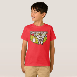 Camiseta O 8º aniversário do garoto hoje eu sou um! Vaca br