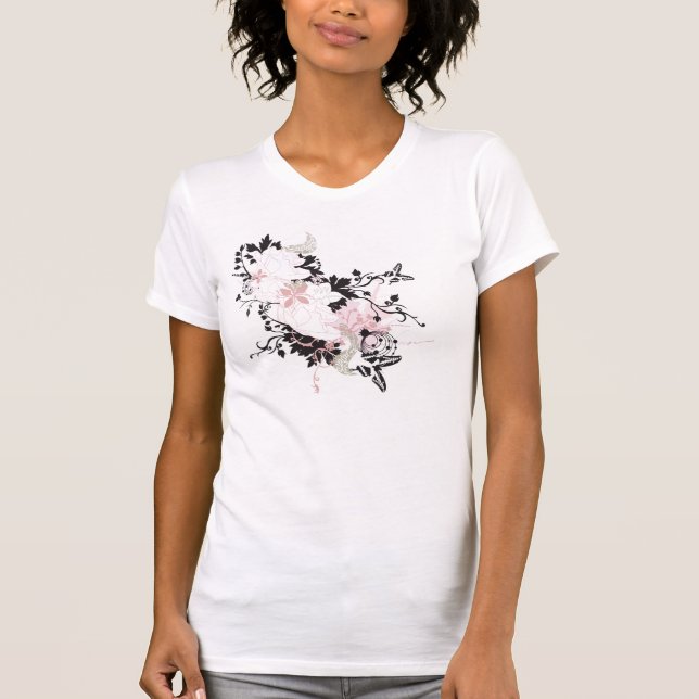 Camiseta O abstrato floresce o t-shirt (Frente)