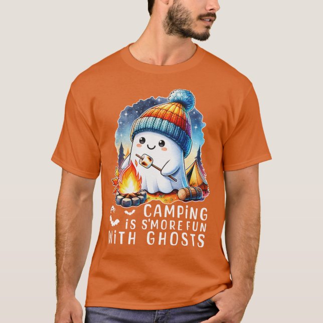 Camiseta O acampamento de Halloween é mais divertido com fa (Frente)