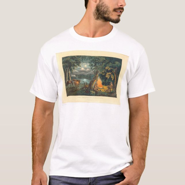 Camiseta O Acampamento-fogo 1866 do caçador (1779A) (Frente)