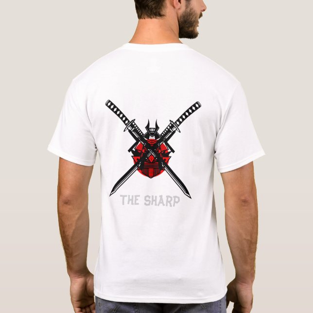 Camiseta (O afiado) Camisa-T Básica Escura (Verso)