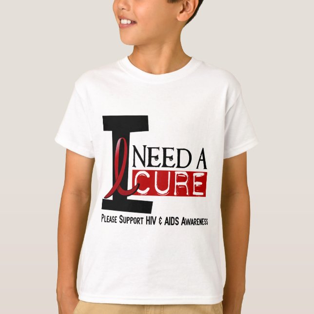 CAMISETA O AIDS/HIV EU PRECISO UMA CURA 1 (Frente)