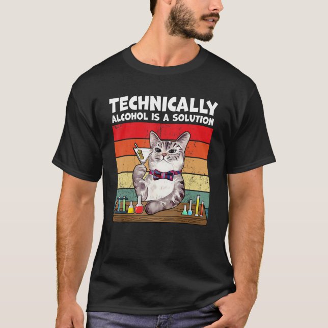 Camiseta O Álcool Tecnicamente É Gato De Solução (Frente)