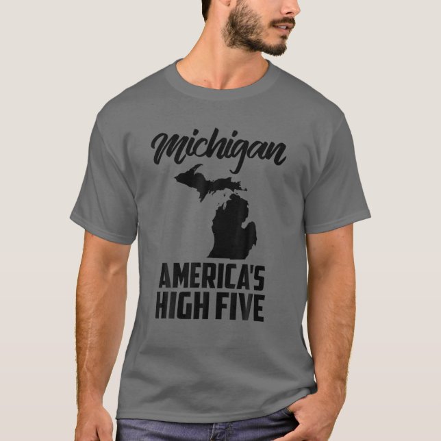Camiseta O Alto Estado Americano dos Cinco Doentes de Michi (Frente)
