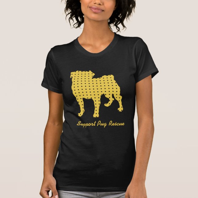 Camiseta O amarelo do salvamento do Pug do apoio dos amigos (Frente)