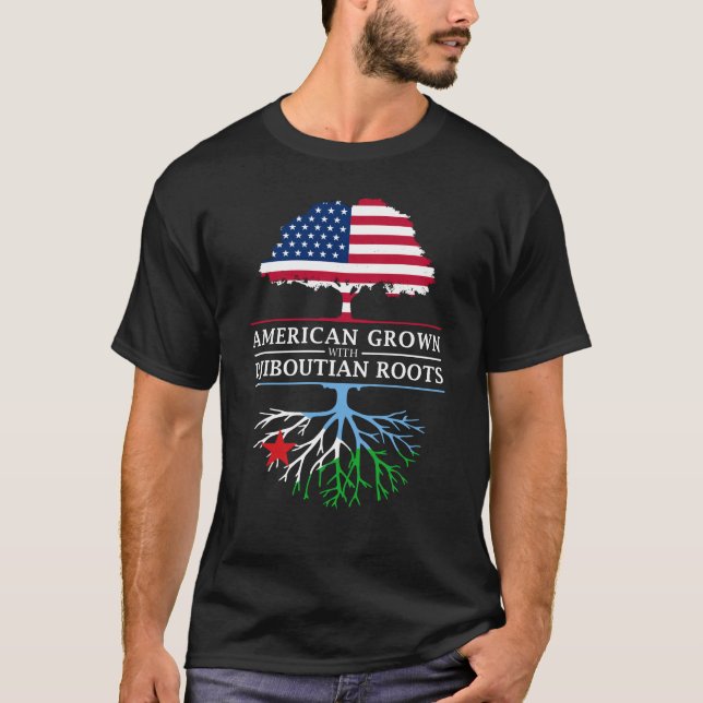 Camiseta O americano crescido com Jibutiano enraíza   (Frente)