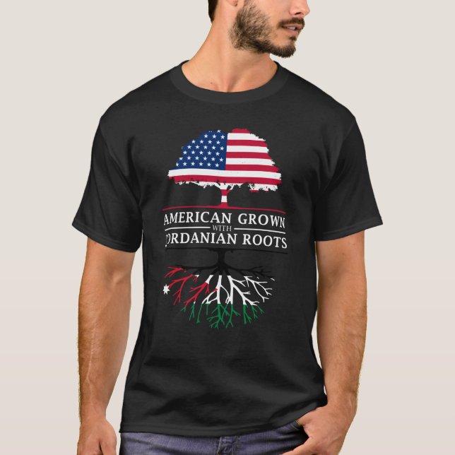 Camiseta O americano crescido com jordano enraíza   Jordão (Frente)