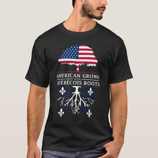 Camiseta O americano crescido com Quebecois enraíza   (Frente)